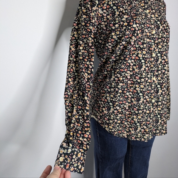 Trovata Birds Of Paradise Black Peach Floral Corduroy Long Sleeve Button Up S - Picture 5 of 10